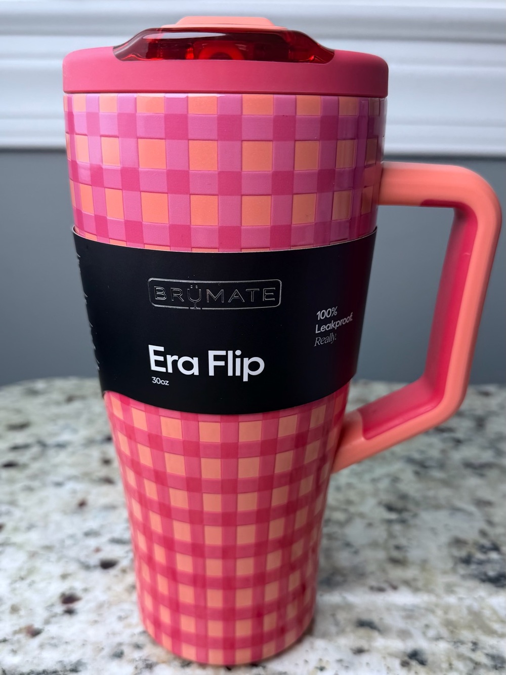 BruMate X Madi Nelson 30oz Stainless Steel Era Flip Tumbler  Peach Gingham